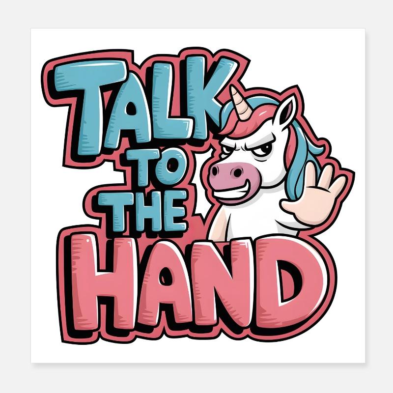 Unicorn Comic - Parle à la Main Poster 20 x 20 cm