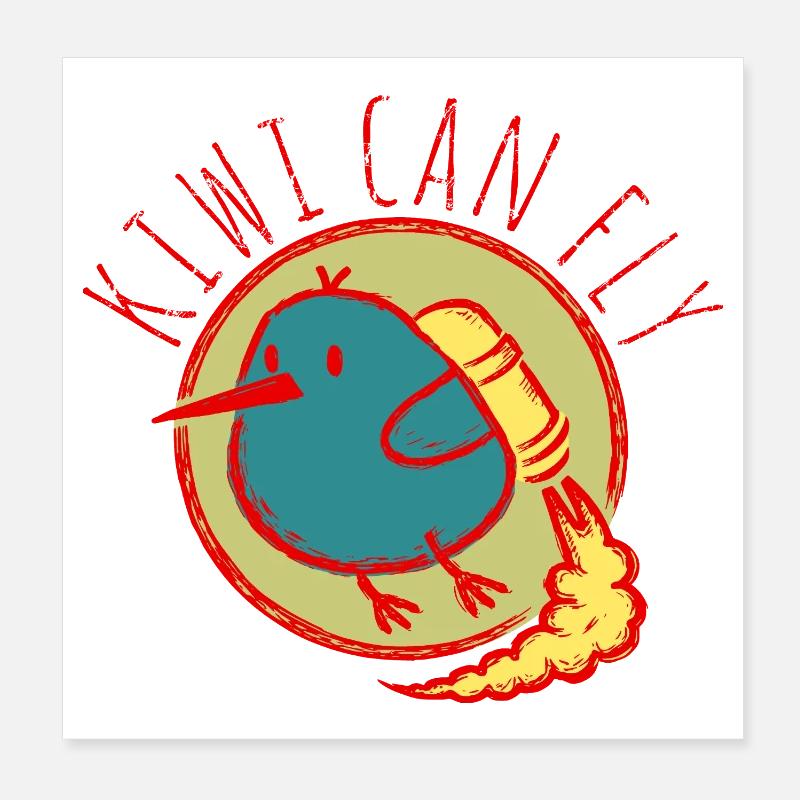 Kiwis can fly 2 Poster 8" x 8" (20x20 cm)