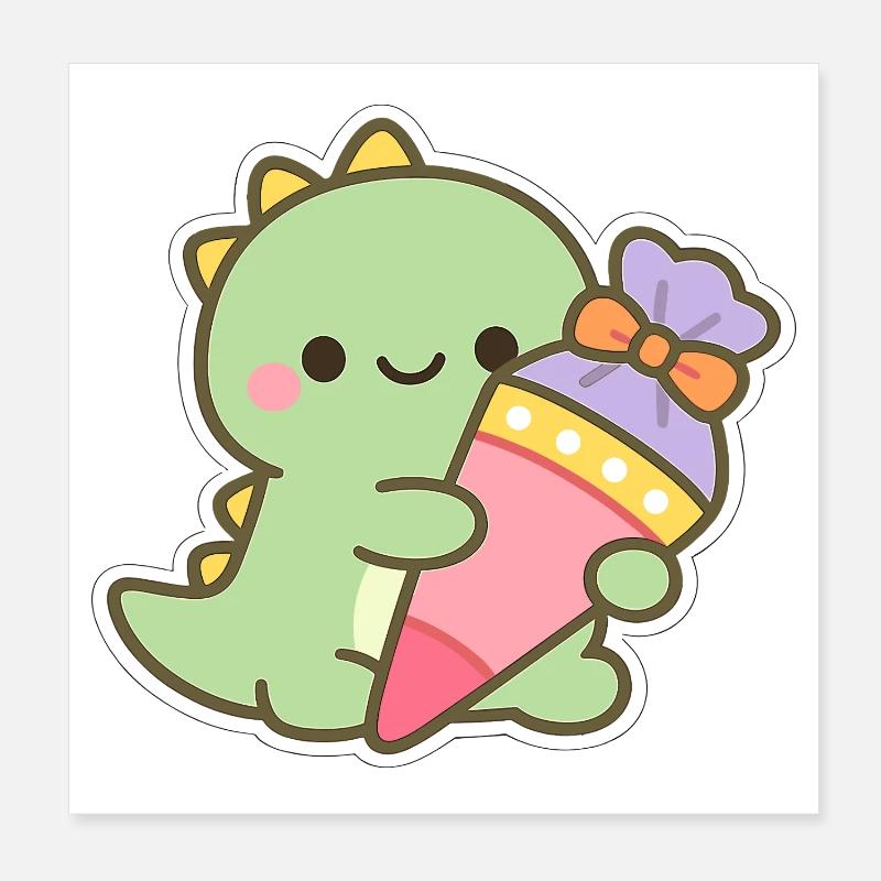 Schulkind Dino Einschulung Geschenk Poster 20x20 cm