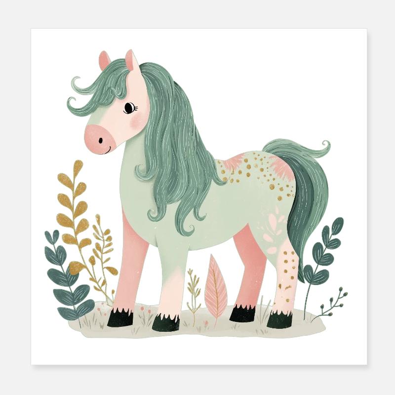 Cheval Poney Mignon Poster 20 x 20 cm