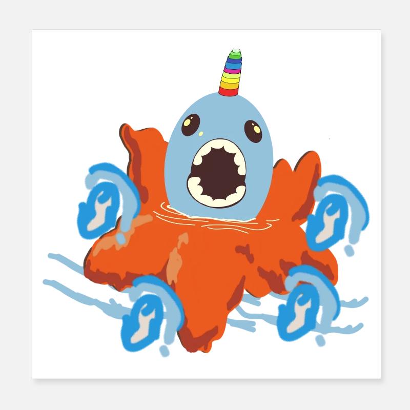 Unicorn Fish Poster 8" x 8" (20x20 cm)