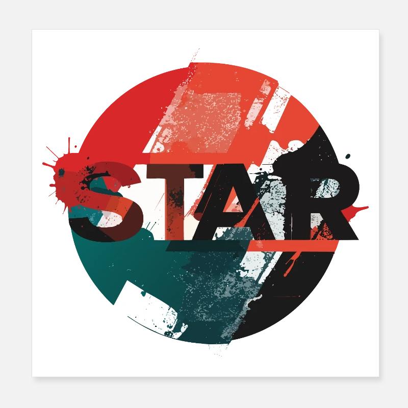 Conception du cercle Star Grunge Poster 20 x 20 cm