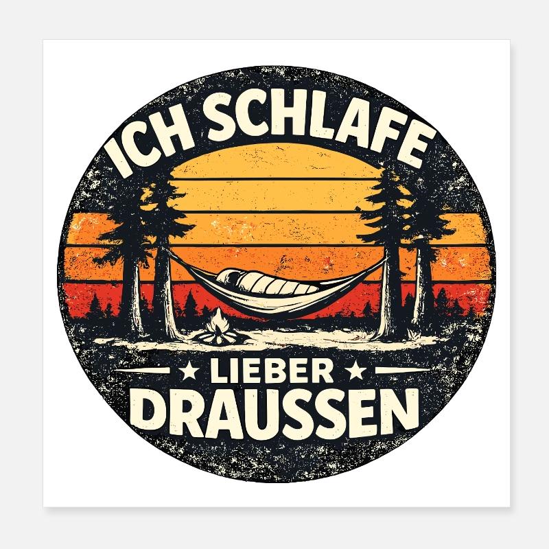 Je préfère dormir dehors Poster 20 x 20 cm