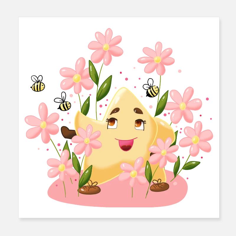Twinki l'étoile et les fleurs Poster 20 x 20 cm