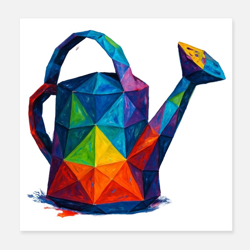 Geometrische Gießkanne – Low-Poly-Gartendesign Poster 20x20 cm