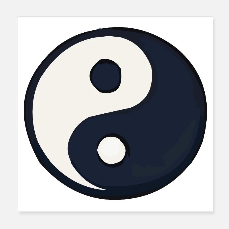 YinYang Dunkel Blau Kontrast Poster 20x20 cm