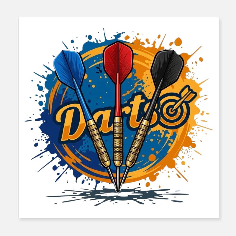 Dartsplash - Poster 20x20 cm - Weiß