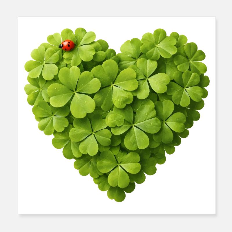 Heart of shamrocks with ladybug Poster 8" x 8" (20x20 cm)