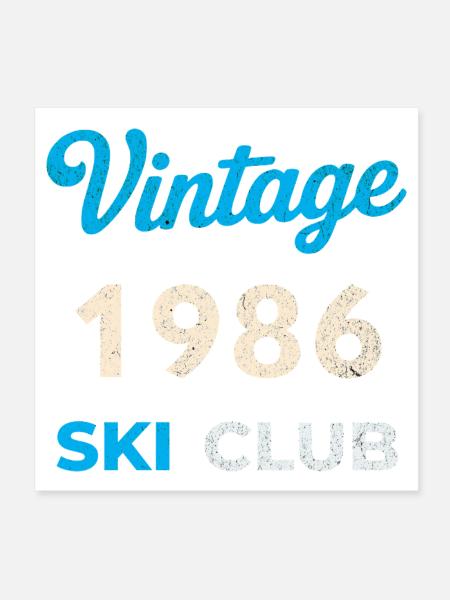 Vintage 1986 – Ski Club Retro Geburtsjahr Geschenk - Poster 20x20 cm - Weiß - Vorne