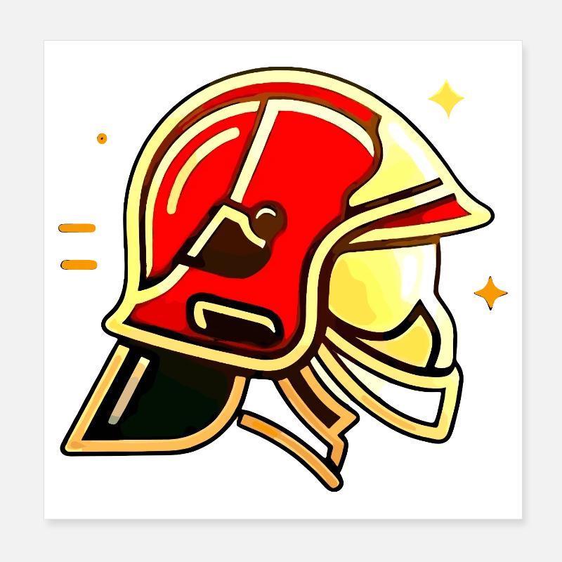 Casque de pompier Poster 20 x 20 cm