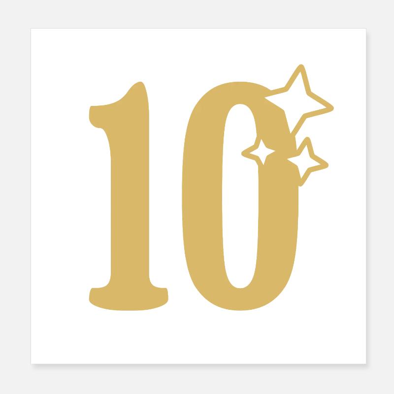 10. Geburtstag 10 Jahre Jubiläum Gold Sternchen Poster 20x20 cm