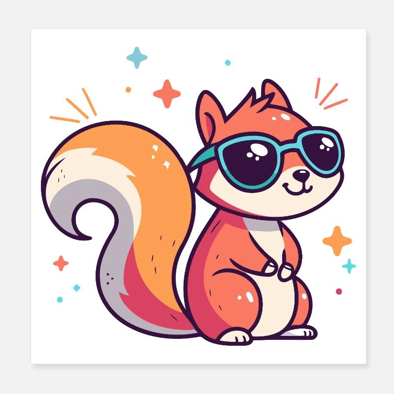 Schicke Eichhörnchen-Sonnenbrille Poster 20x20 cm