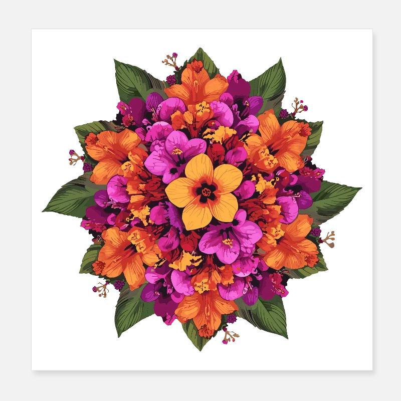 Bouquet floral dans des tons chauds Poster 20 x 20 cm