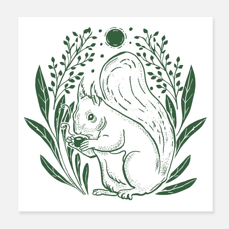 Eichhörnchen im Blattkranz Poster 20x20 cm