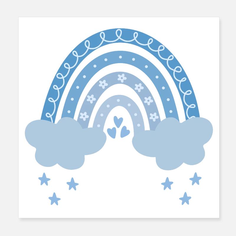 Regenbogen mit Wolken Poster 20x20 cm