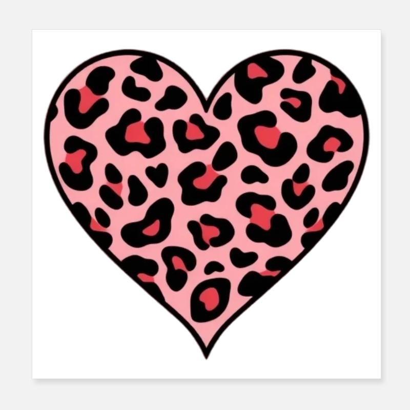 Heart Pink Leopard Leopard Print Gift Women Poster 8" x 8" (20x20 cm)