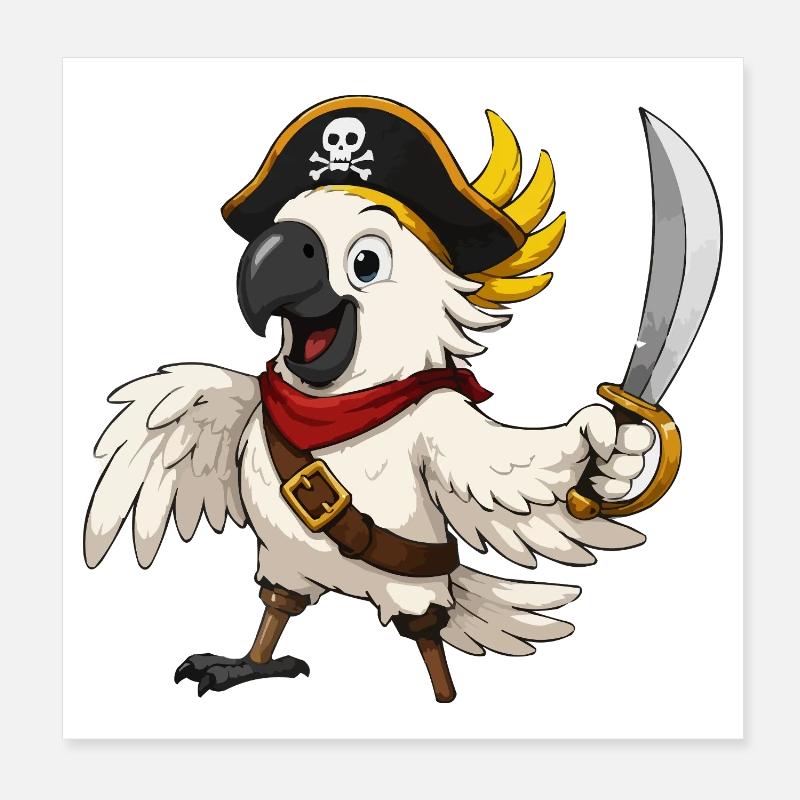 Aventure pirate du Capitaine Perroquet Poster 20 x 20 cm