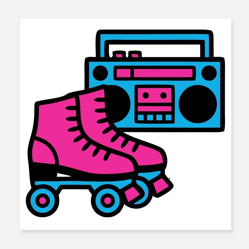 Roller Boombox Rétro années 80 Poster 20 x 20 cm