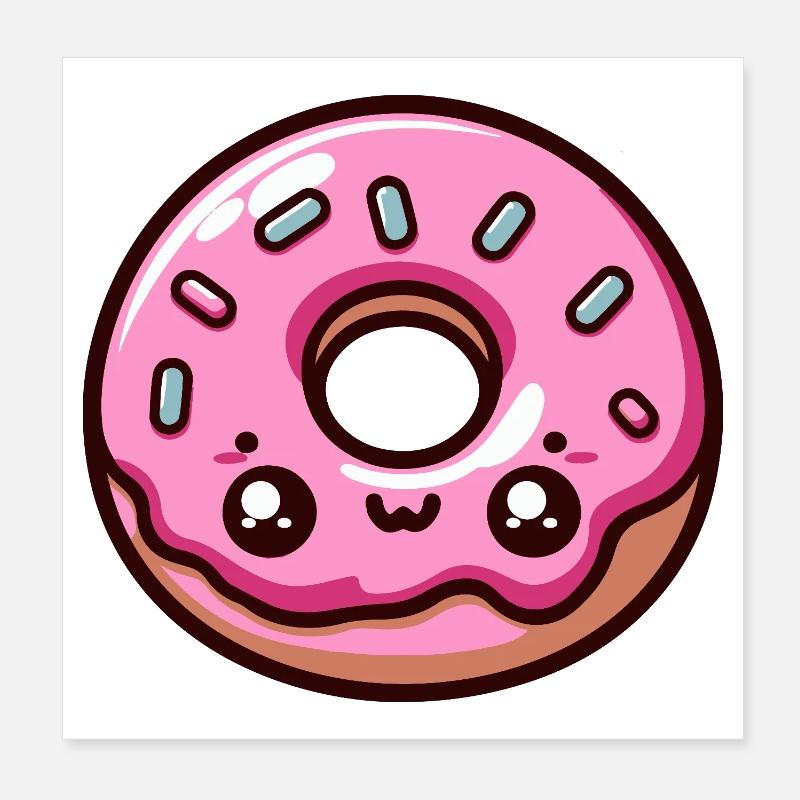 Kawaii Candy Pink Donut Poster 20x20 cm