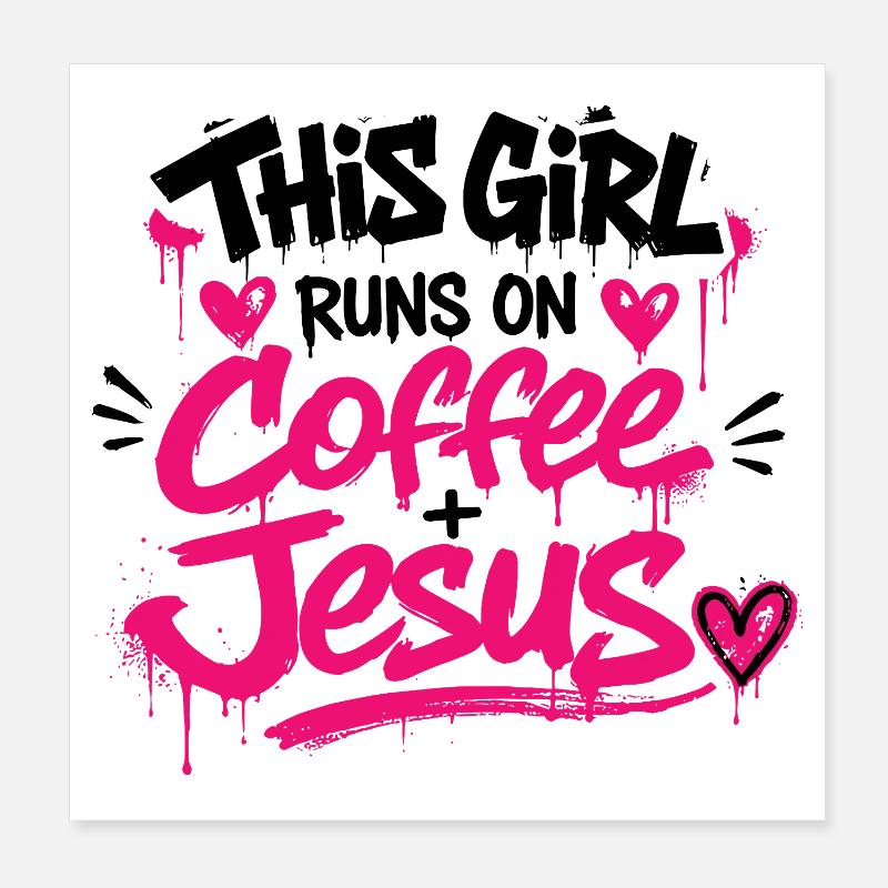 Coffee Jesus Graffiti Poster 8" x 8" (20x20 cm)