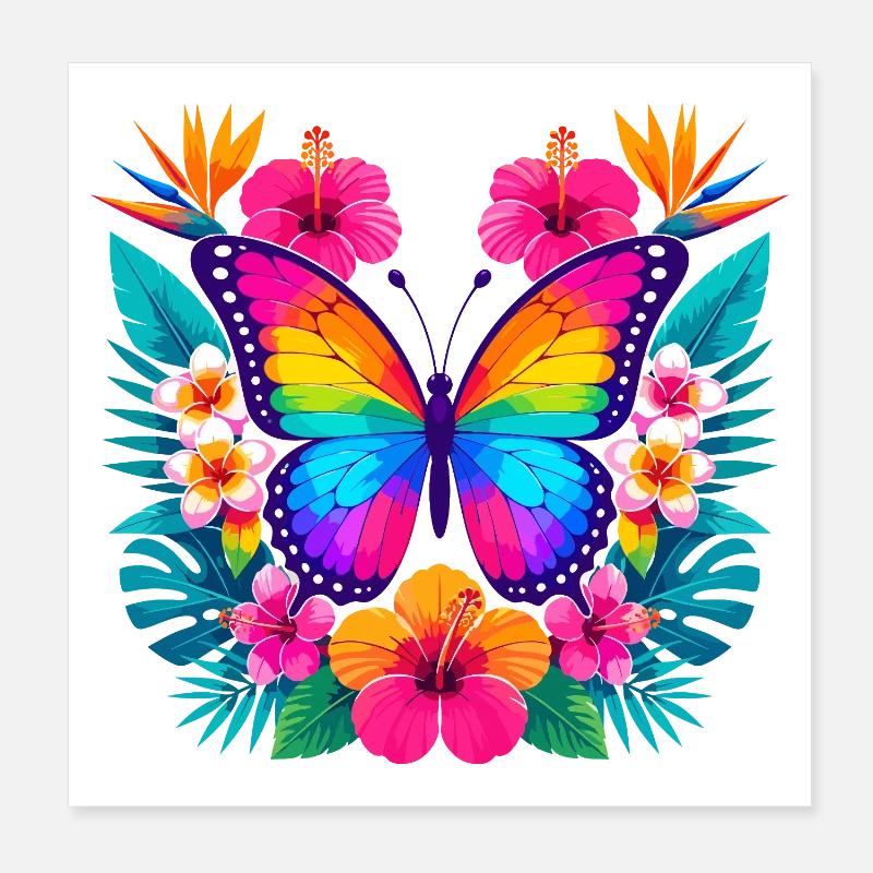 Colorful Tropical Butterfly Poster 8" x 8" (20x20 cm)