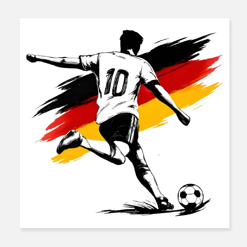 Fußballheld Flaggenstil Poster 20x20 cm
