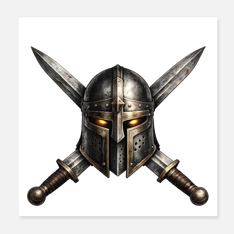 Emblem des mittelalterlichen Ritterhelms Poster 20x20 cm