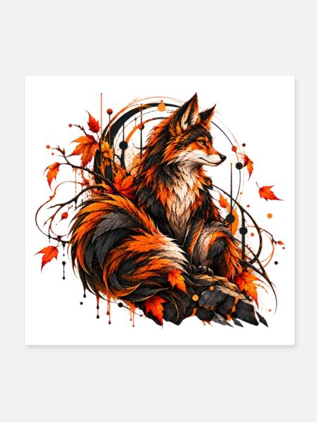 Der majestätische Herbstfuchs - Poster 20x20 cm - Weiß - Vorne