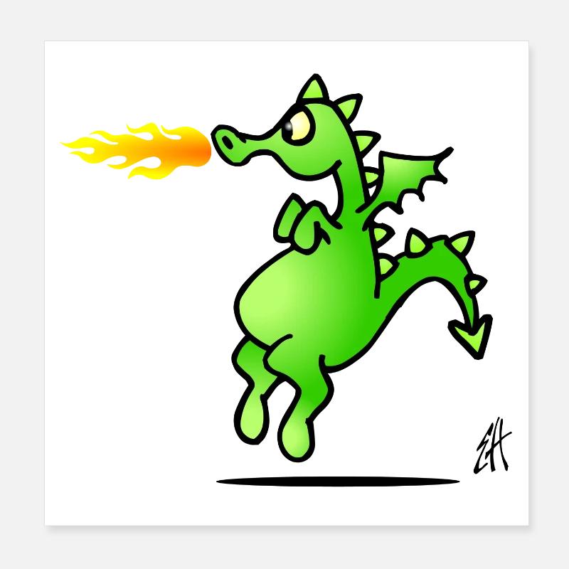 Drachen - Poster 20x20 cm - Weiß