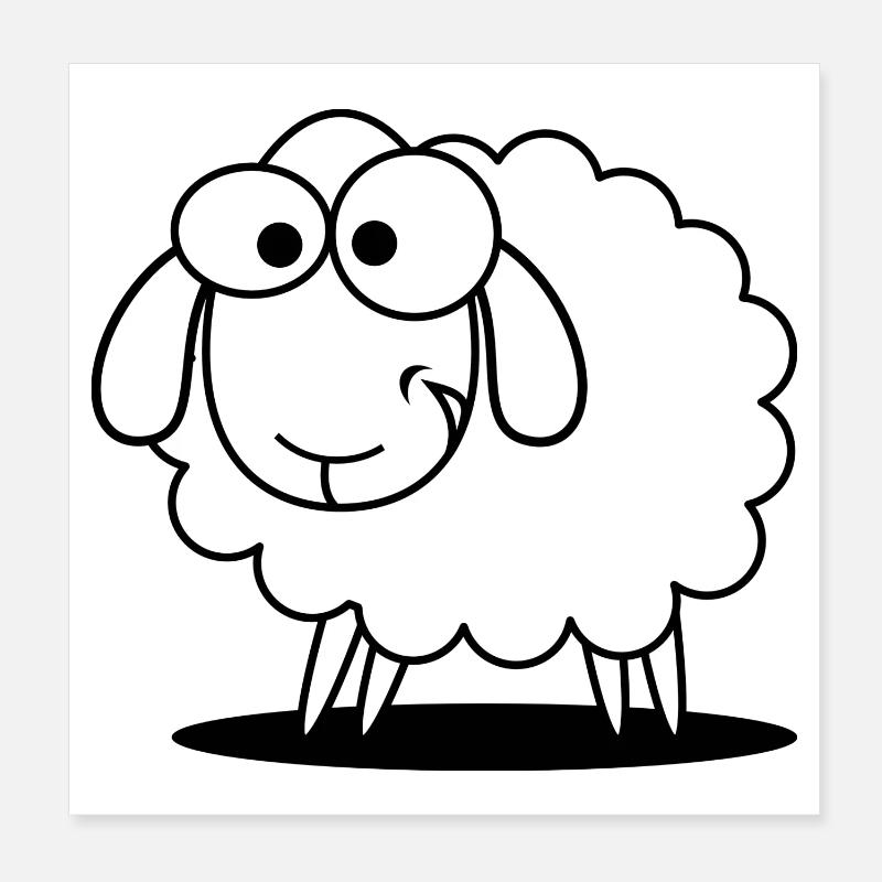 moutons drôle avec regard doux Poster 20 x 20 cm
