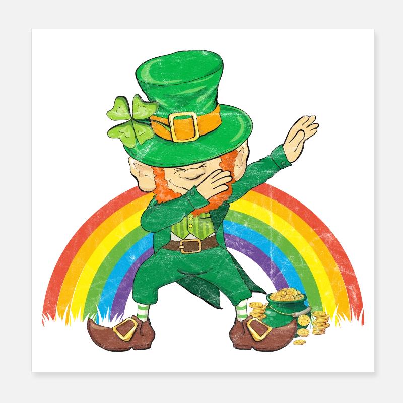 Tanzender Kobold Dabbing Regenbogen Poster 20x20 cm