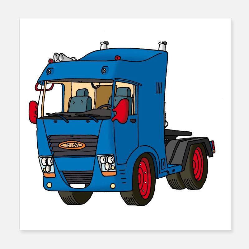 Blue tractor Poster 8" x 8" (20x20 cm)