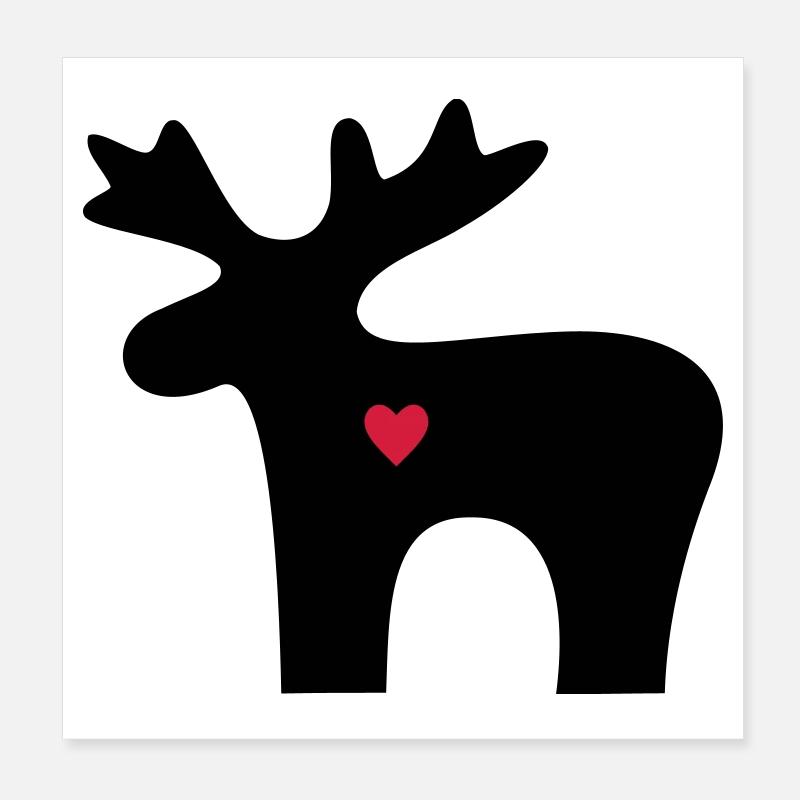 Moose coeur amour silhouette noel Poster 20 x 20 cm