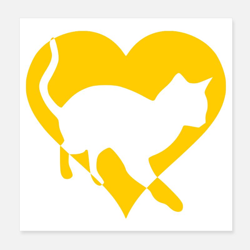 Katze Katze Mieze Geschenk Herz Poster 20x20 cm