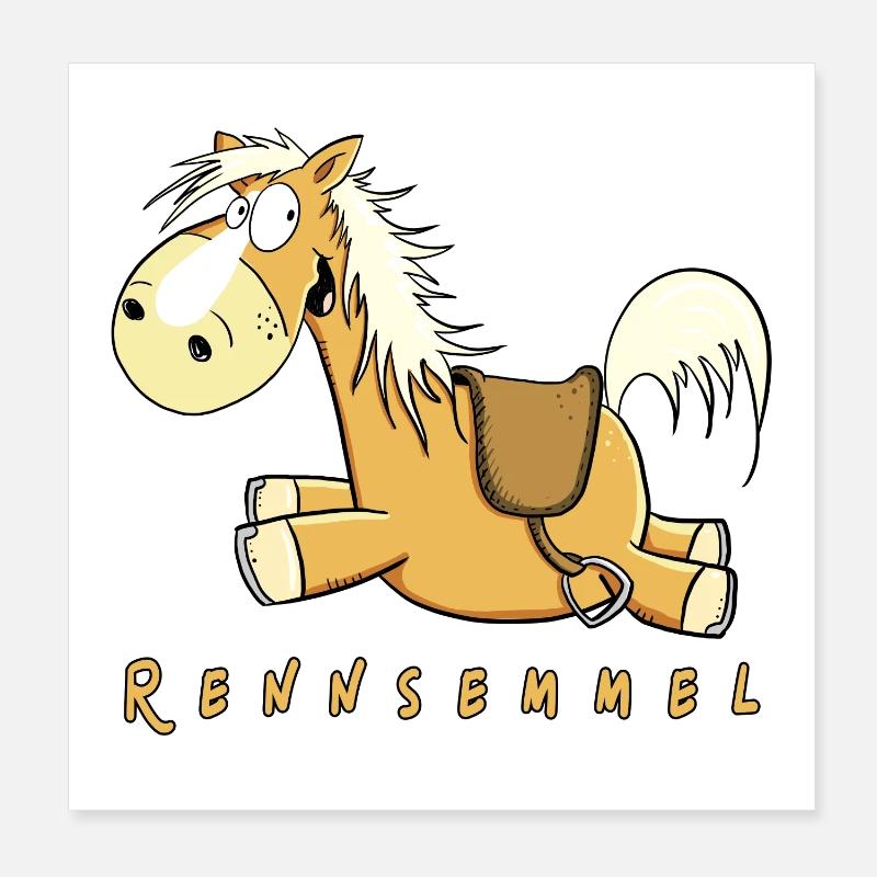 Rennsemmel Galopp Pferd I Pony Kinder Geschenk - Poster 20x20 cm - Weiß