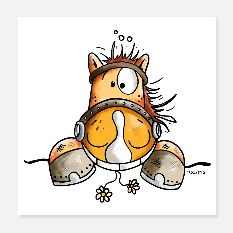 Neugieriges Pferd - Poster 20x20 cm - Weiß