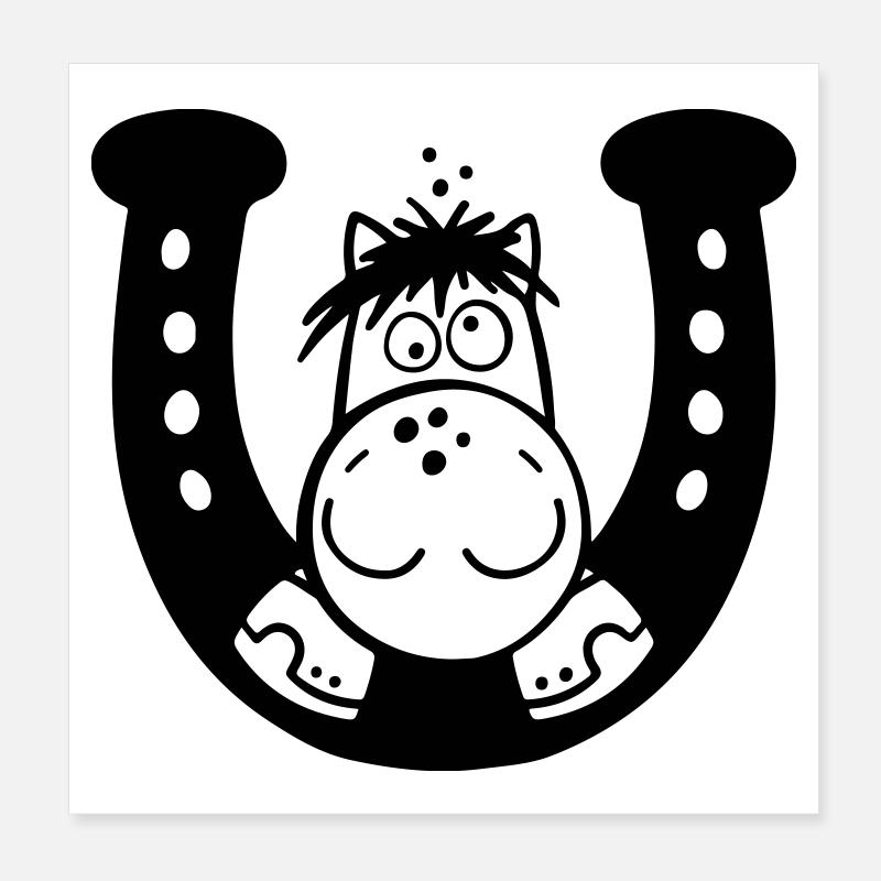 Pferd auf Hufeisen Poster 20x20 cm