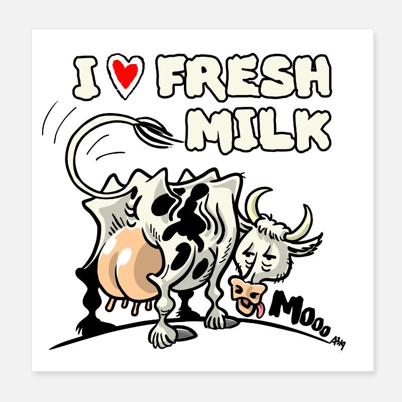 vache à lait - Poster 20 x 20 cm - blanc