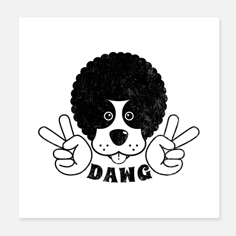 DAWG / Cool Funky Afro Friedenshund Poster 20x20 cm
