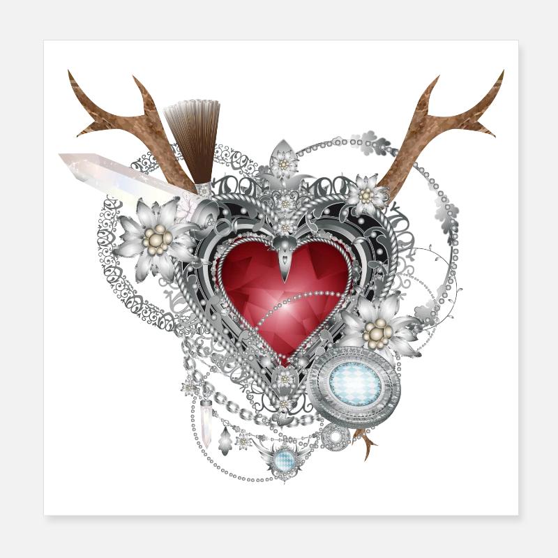 Extravaganter bayerischer Trachtenschmuck Poster 20x20 cm