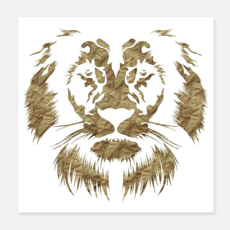 Tête de lion en papier classique Poster 20 x 20 cm