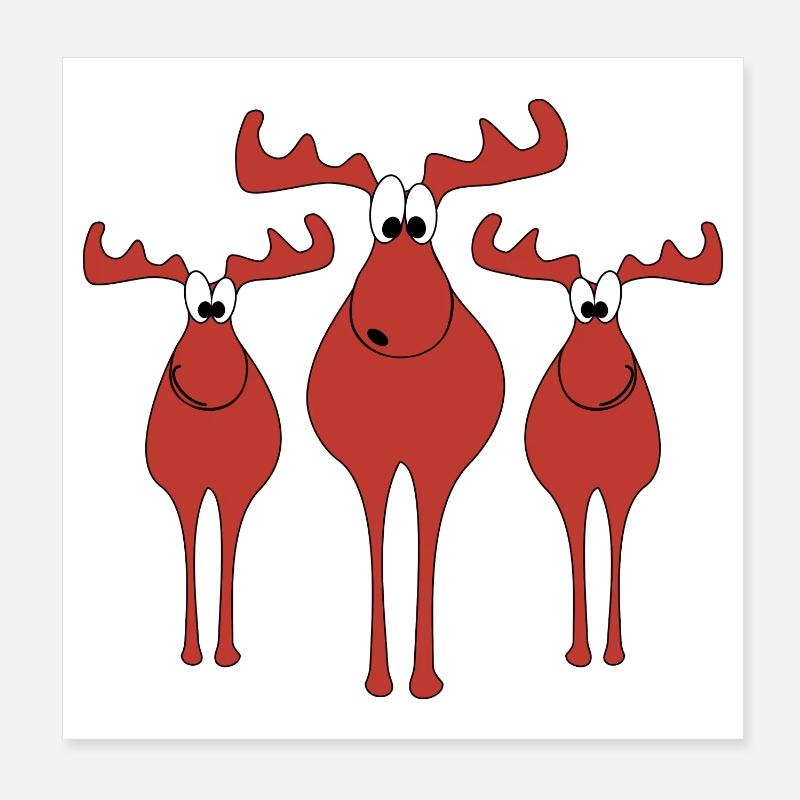 Elche Weihnachten Poster 20x20 cm