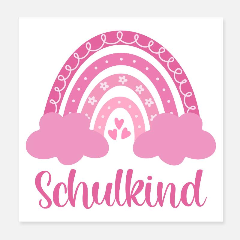 Schulkind Regenbogen Poster 20x20 cm