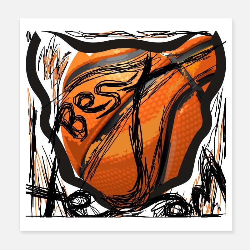Basketball - Poster 20x20 cm - Weiß