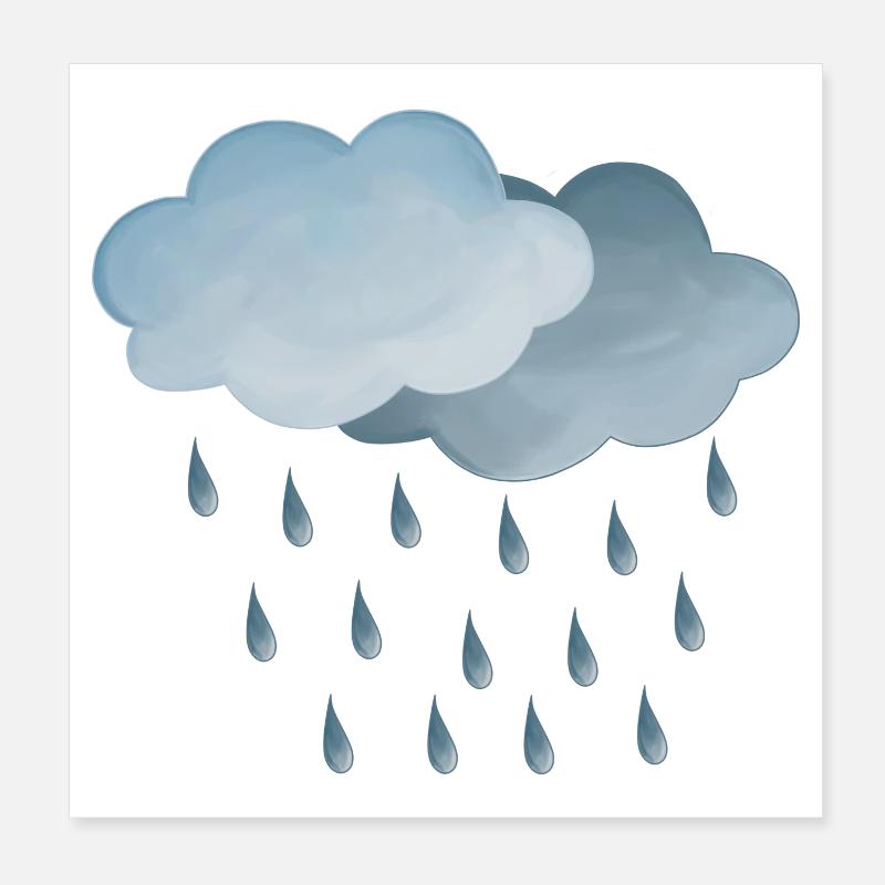 Weather Rain-Clouds Symbol Poster 8" x 8" (20x20 cm)