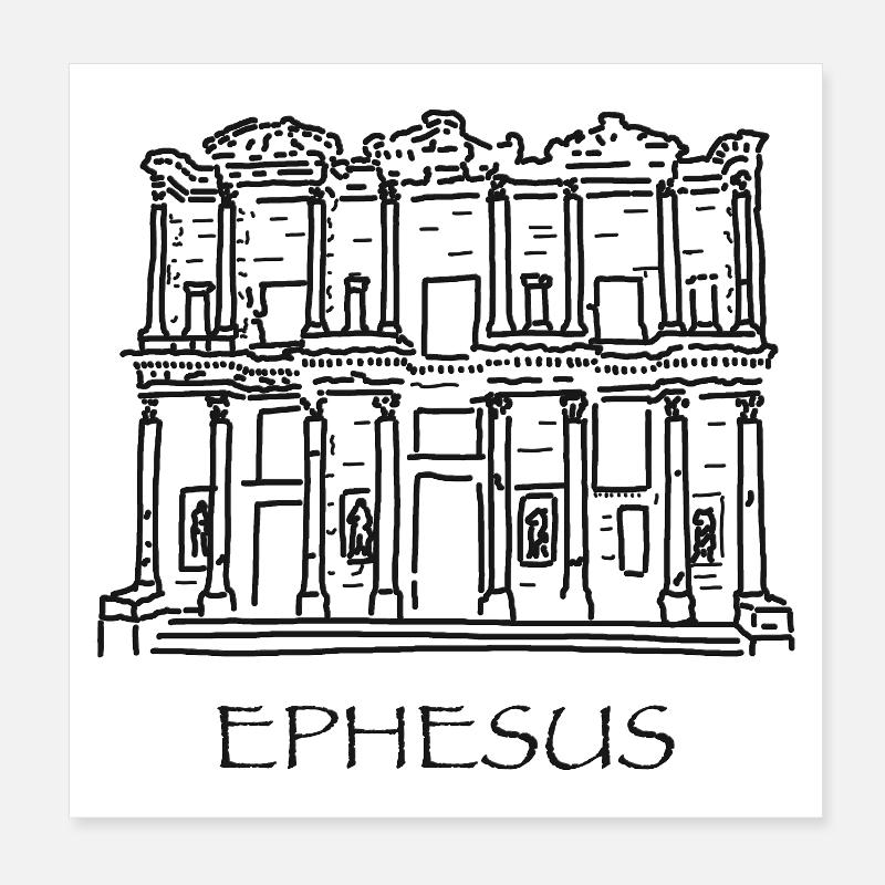 Turkey, World Heritage Site Ephesus, façade library Poster 8" x 8" (20x20 cm)