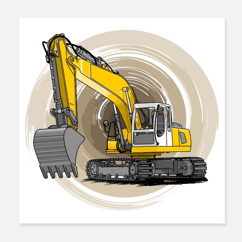 Excavators, backhoe excavators Poster 8" x 8" (20x20 cm)