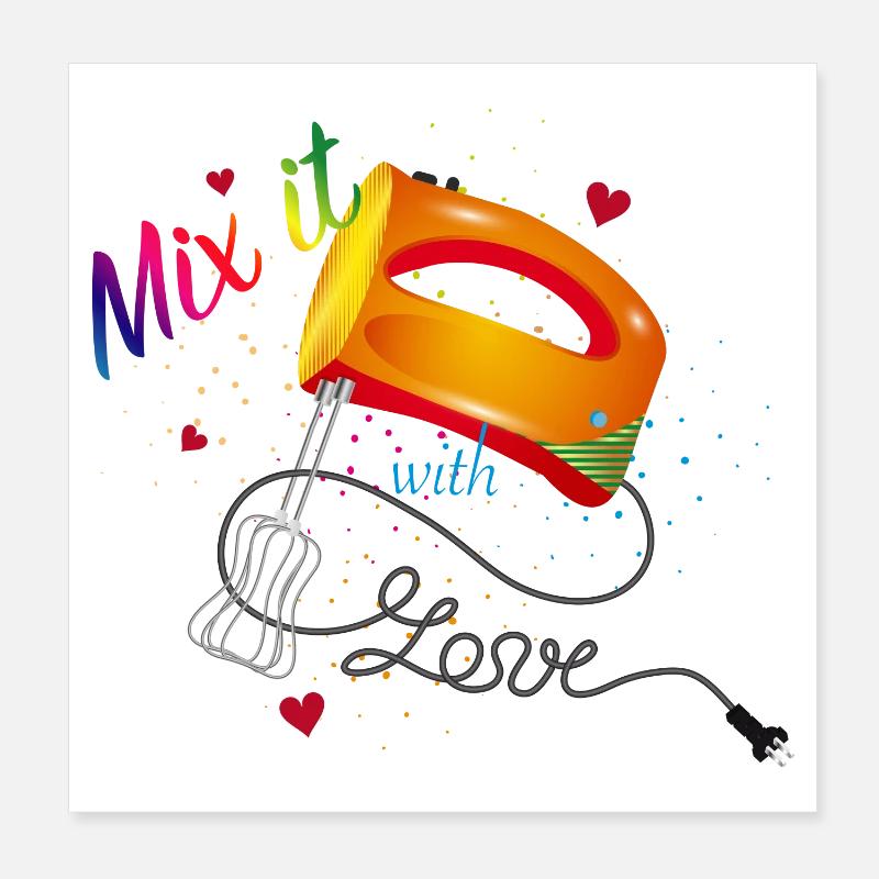 farbenfrohes Handrührgerät mit coolem Spruch Poster 20x20 cm