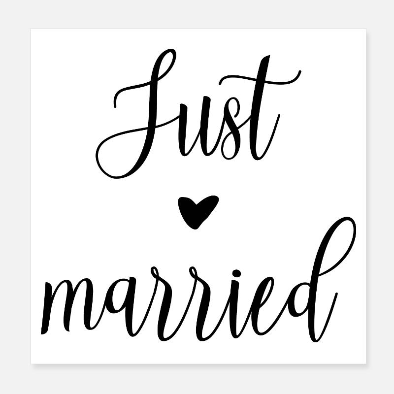 Just married mit Herz Poster 20x20 cm