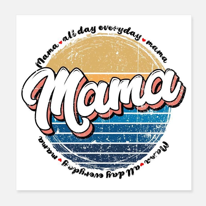 Mama Retro Sunset Circle Poster 8" x 8" (20x20 cm)